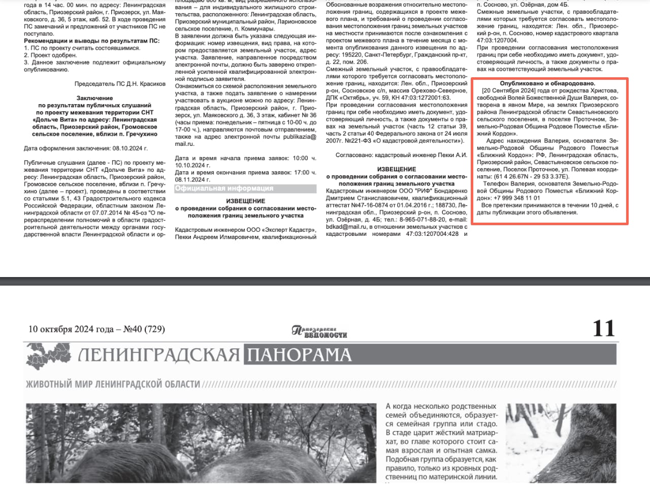 Приозерские ведомости выпуск №40 (729)